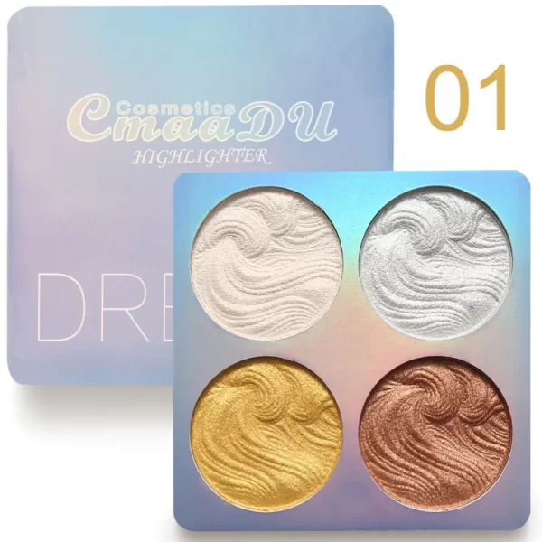 Chameleon 4-in-1 Shimmer Highlighter Powder Palette in 3 Color Combinations - Image 3