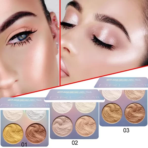 Chameleon 4-in-1 Shimmer Highlighter Powder Palette in 3 Color Combinations