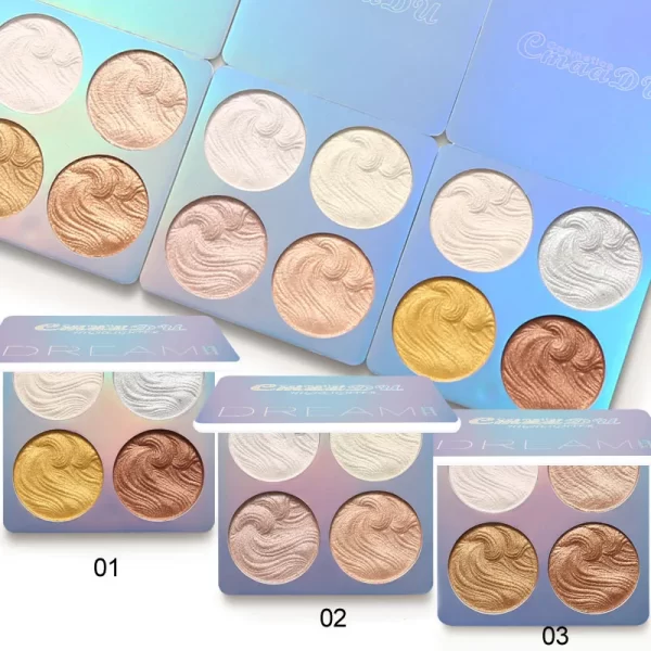 Chameleon 4-in-1 Shimmer Highlighter Powder Palette in 3 Color Combinations - Image 6