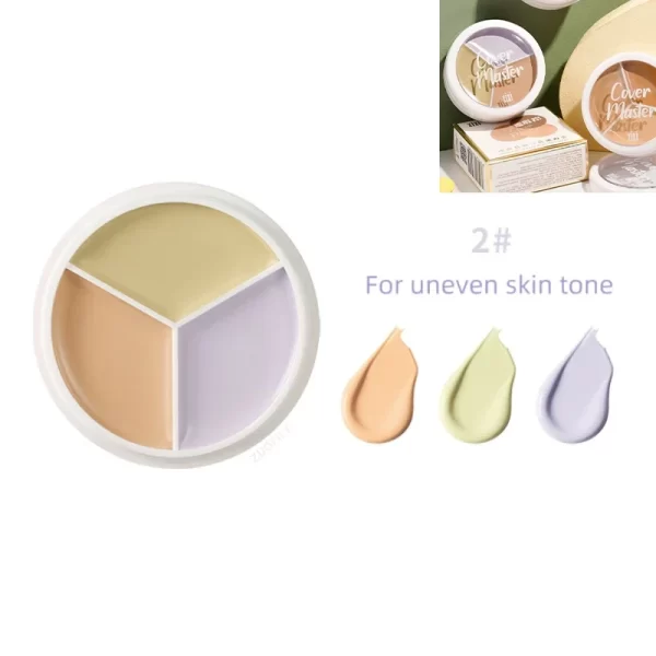 XIXI Tri Color Concealer Pot - Color Correcting Concealer for Dark Circles & Spots With Optional Brush - Image 11