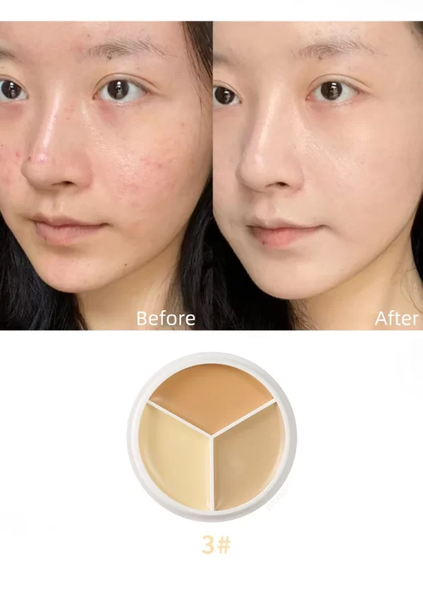 XIXI Tri Color Concealer Pot - Color Correcting Concealer for Dark Circles & Spots With Optional Brush - Image 17