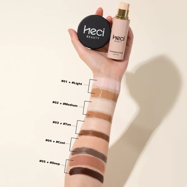 HECI BEAUTY 2pcs Set Concealer and Stick Foundation For 5 Skin tones - Long-Lasting, Nourishing, and Waterproof - Image 5