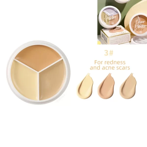 XIXI Tri Color Concealer Pot - Color Correcting Concealer for Dark Circles & Spots With Optional Brush - Image 10