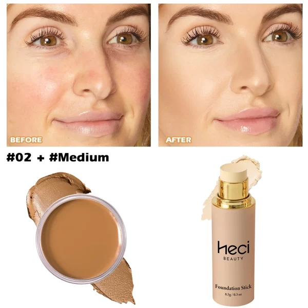 HECI BEAUTY 2pcs Set Concealer and Stick Foundation For 5 Skin tones - Long-Lasting, Nourishing, and Waterproof - Image 9