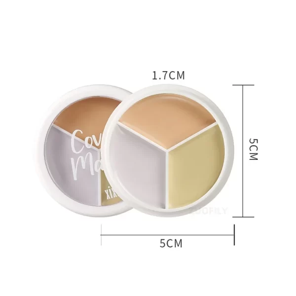 XIXI Tri Color Concealer Pot - Color Correcting Concealer for Dark Circles & Spots With Optional Brush - Image 6