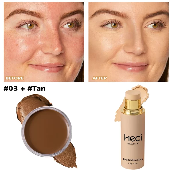 HECI BEAUTY 2pcs Set Concealer and Stick Foundation For 5 Skin tones - Long-Lasting, Nourishing, and Waterproof - Image 8