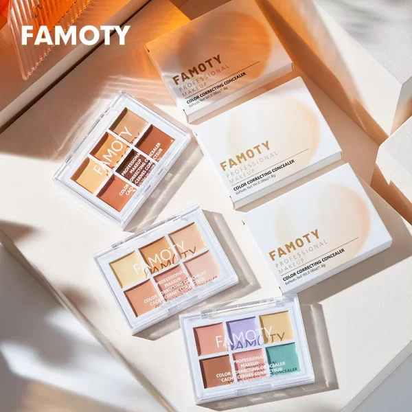 FAMOTY 6-in-1 Color Corrector & Contour Kit with Brush (2PCS) - Image 4