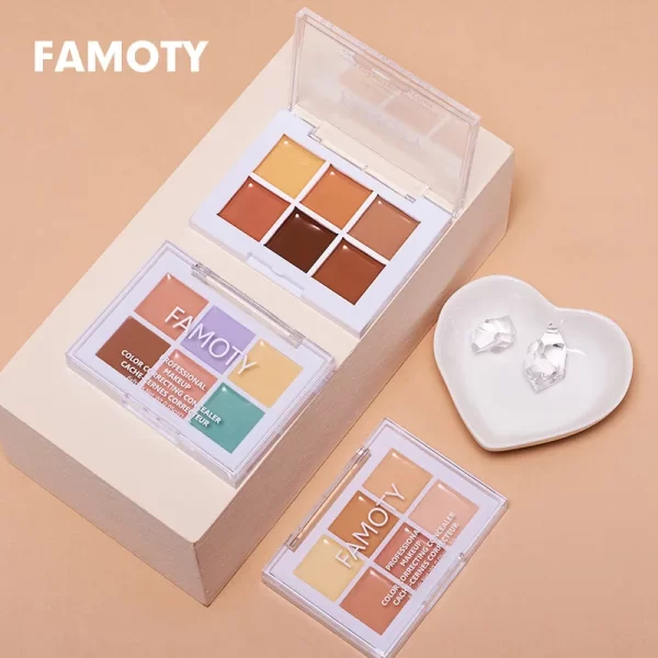 FAMOTY 6-in-1 Color Corrector & Contour Kit with Brush (2PCS) - Image 12