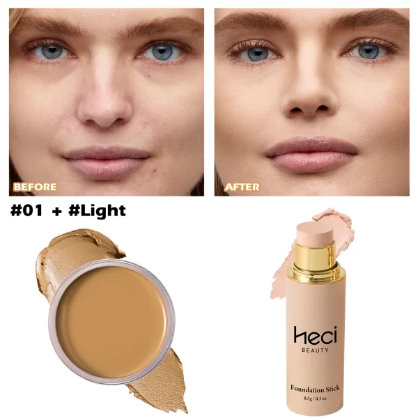 HECI BEAUTY 2pcs Set Concealer and Stick Foundation For 5 Skin tones - Long-Lasting, Nourishing, and Waterproof - Image 6