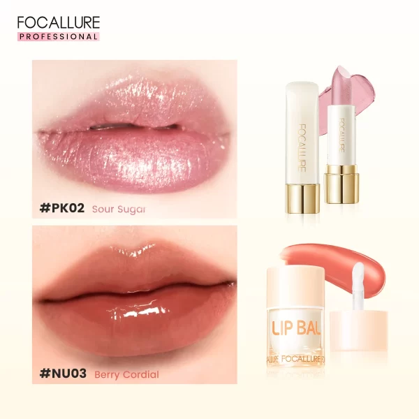 FOCALLURE 2 Pcs Lip Gloss & Balm Lipstick Set - Image 8