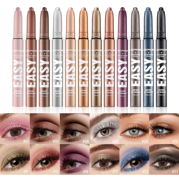 LANGMANNI Waterproof Metallic Pearlescent Eye Shadow Stick - Image 2