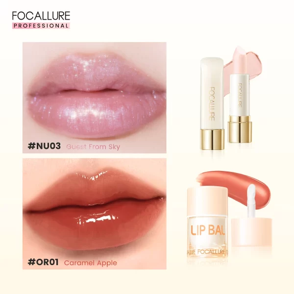 FOCALLURE 2 Pcs Lip Gloss & Balm Lipstick Set - Image 10