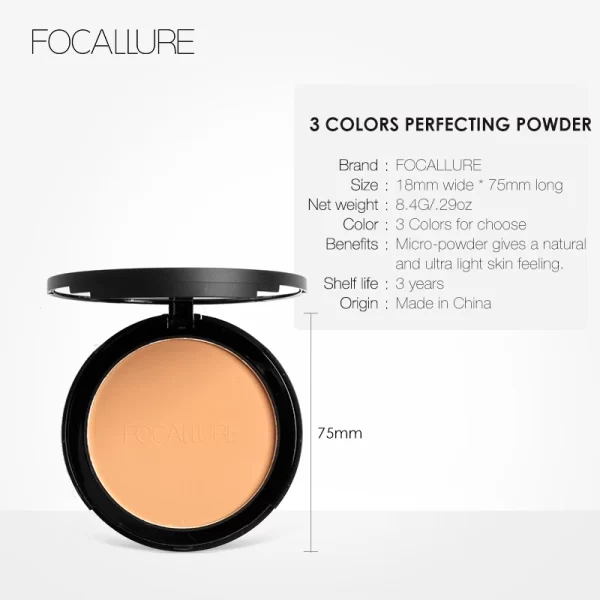 FOCALLURE Mineral-Based Powder Foundation – 3 Shades - Image 6