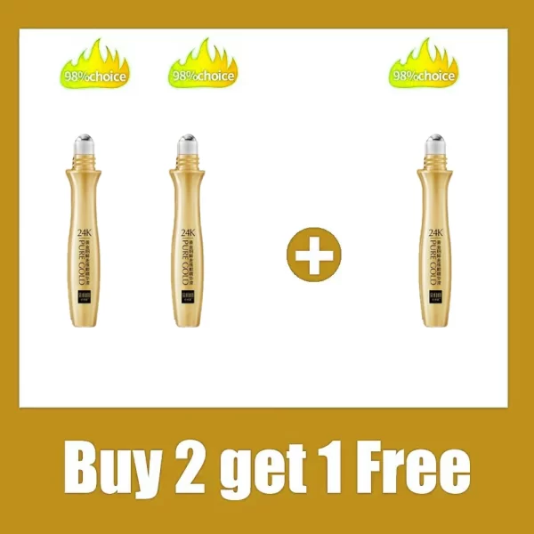 24K Gold Moisturizing Eye Serum with Cooling Roller - Image 6