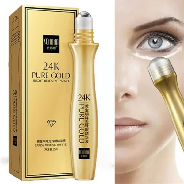 24K Gold Moisturizing Eye Serum with Cooling Roller - Image 3