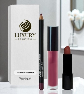 Luxury Lip Kit | 3-Piece Lip Liner, Lipstick & Gloss Set (4 Color Combinations)