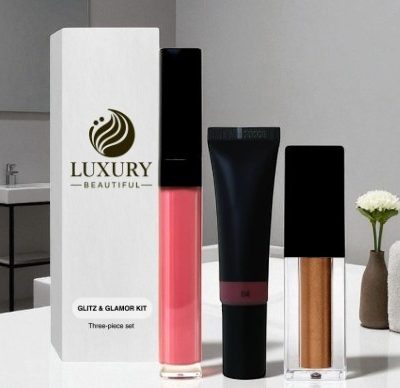 Glitz & Glamour Makeup Set | Lip Oil, Liquid Blush & Liquid Shimmer Trio
