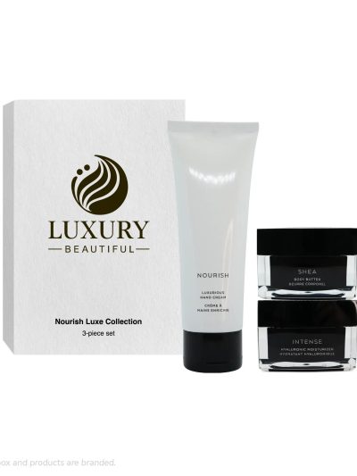 Nourish Luxe Collection - Shea Body Butter, Hyaluronic Moisturizer & Hand Cream Gift Set